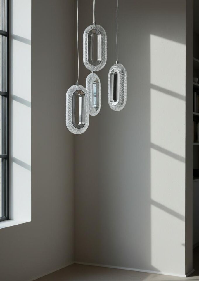3  Renk Kristal Kasa 4 lü Sarkıt Led Avize