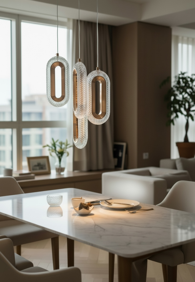 3  Renk Kristal Kasa 4 lü Sarkıt Led Avize