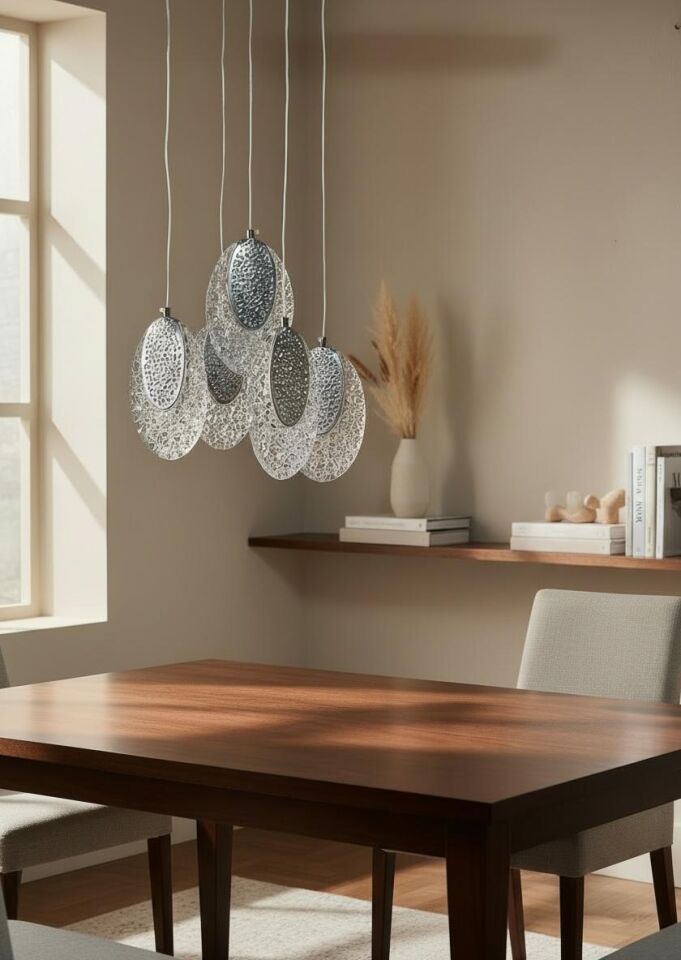 3 Renk İstiridye Model 4+1 Lüx Sarkıt Led Avize