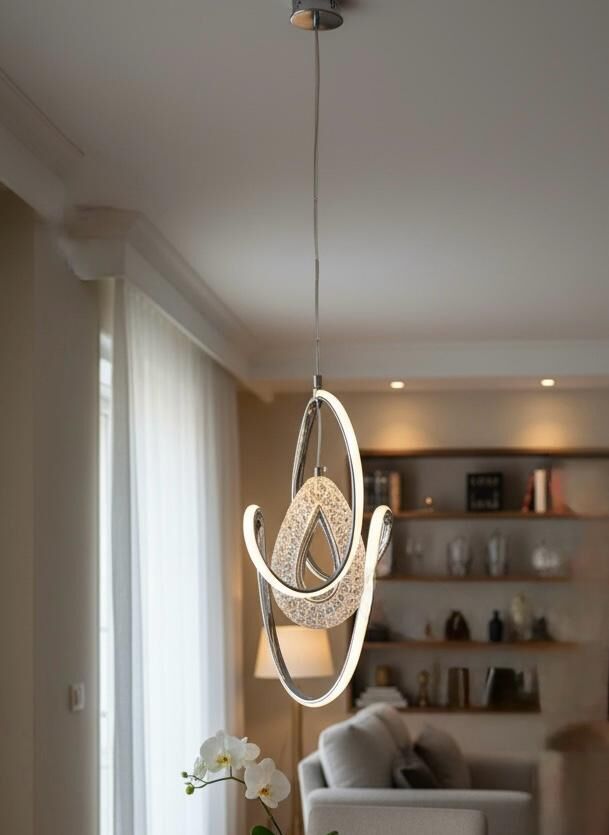 3 Renk Kristal Damla Model Tekli Sarkıt Led Avize