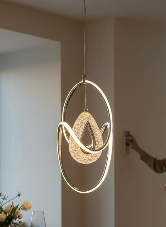 3 Renk Kristal Damla Model Tekli Sarkıt Led Avize