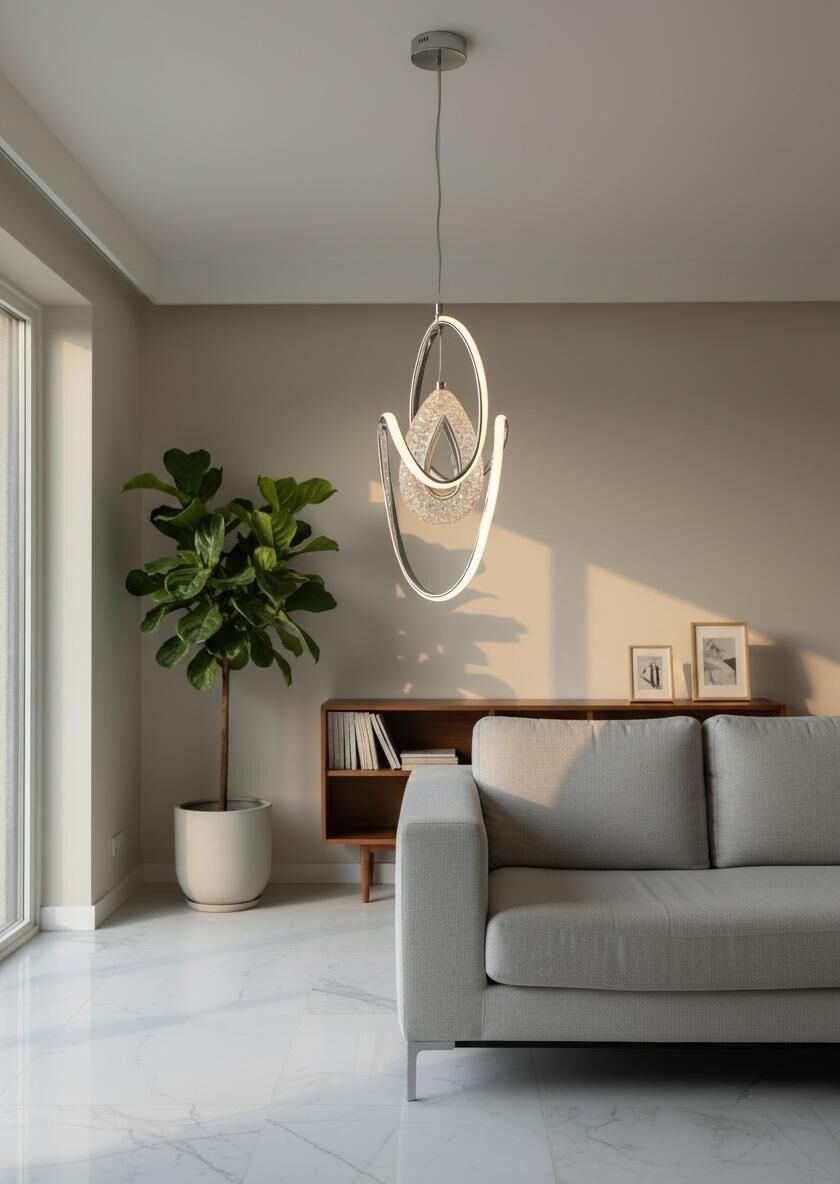 3 Renk Kristal Damla Model Tekli Sarkıt Led Avize