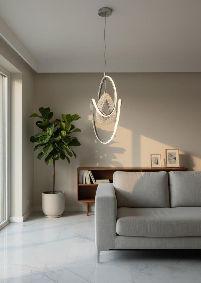 3 Renk Kristal Damla Model Tekli Sarkıt Led Avize