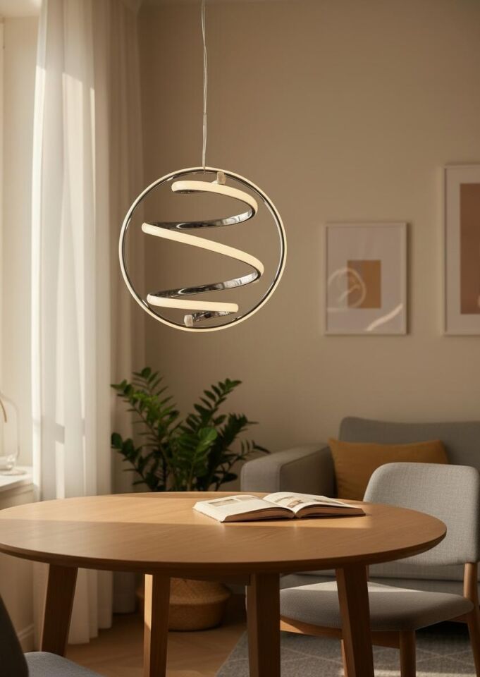 3 Renk Yuvarlak Dünya Model Led Avize