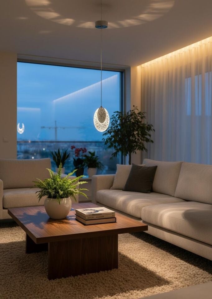 Kristal İstiridye Model Tekli Sarkıt Avize