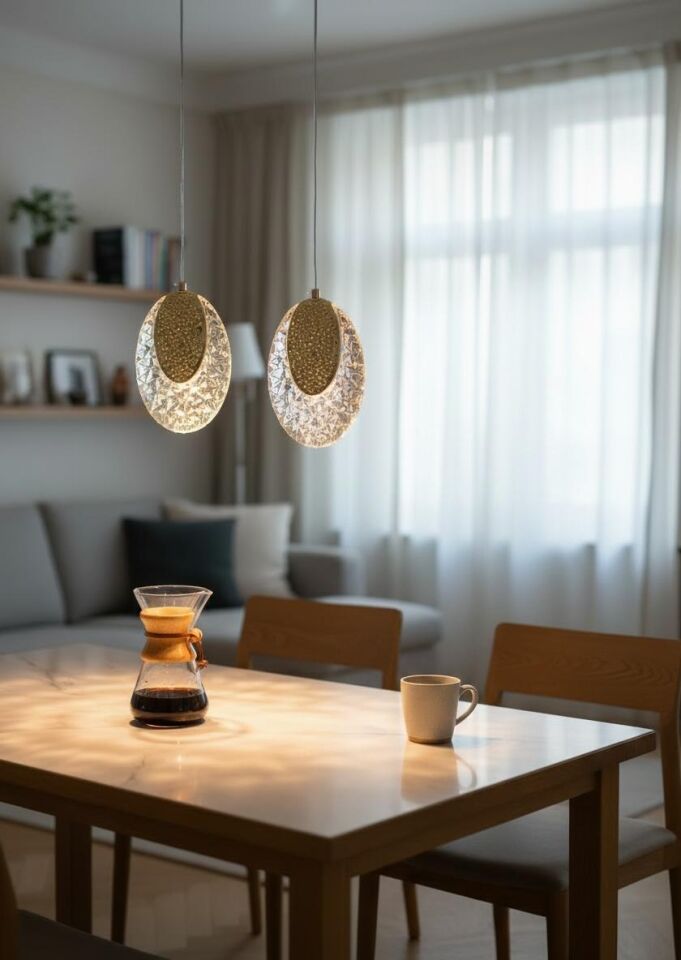 3 Renk Kristal Kasa İkili Sarkıt Led  Avize