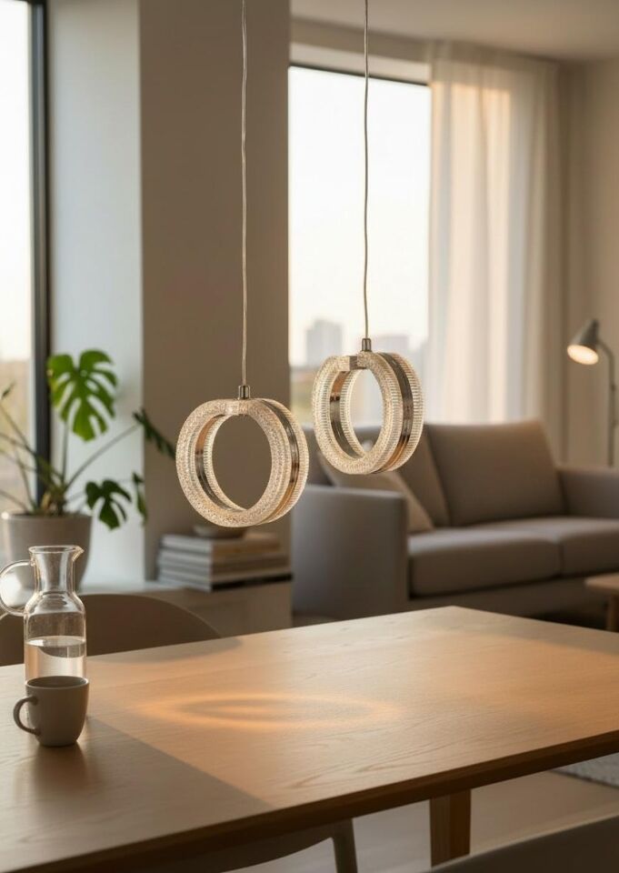 3 Renk Halka Model İkili Sarkıt Led Avize
