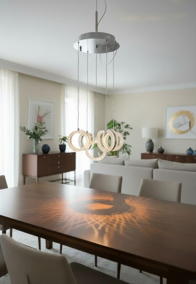 3 Renk 5 li Halka Model Sarkıt  Led Avize