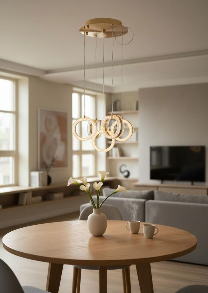 3 Renk 5 li Halka Model Sarkıt  Led Avize