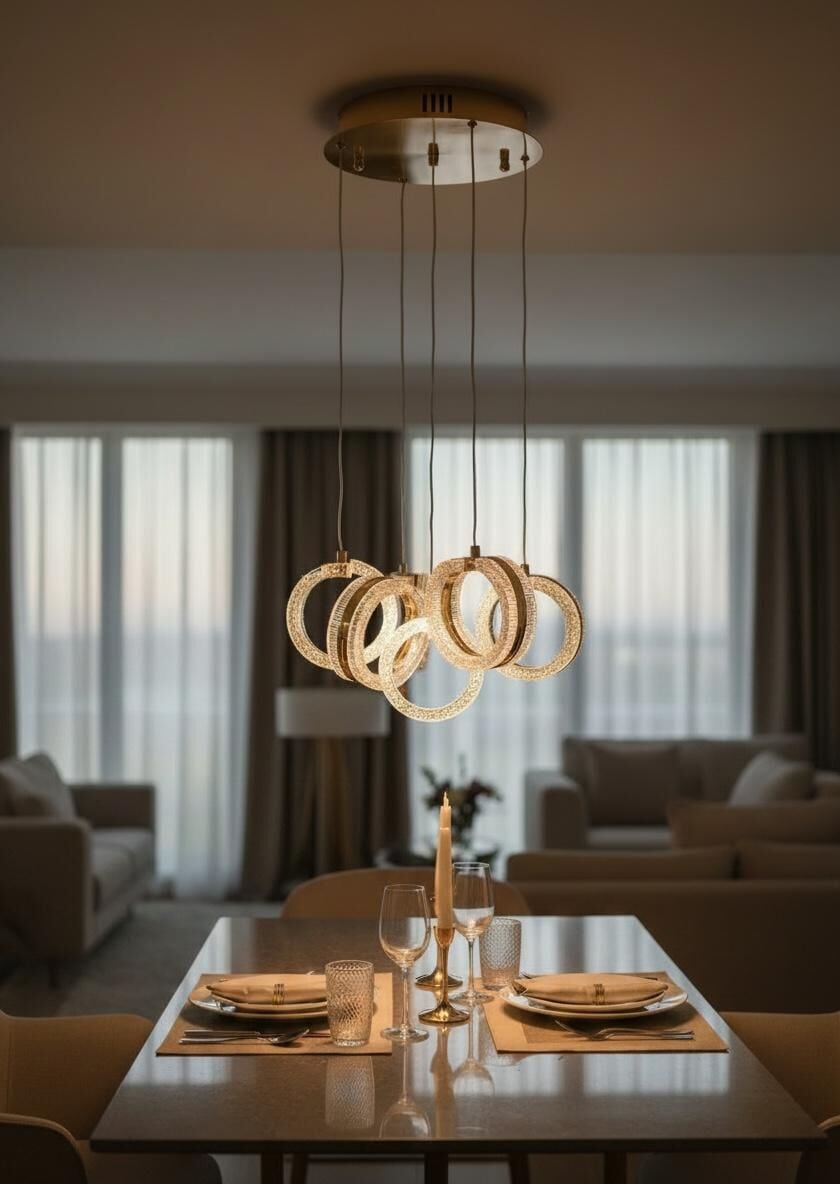 3 Renk 5 li Halka Model Sarkıt  Led Avize